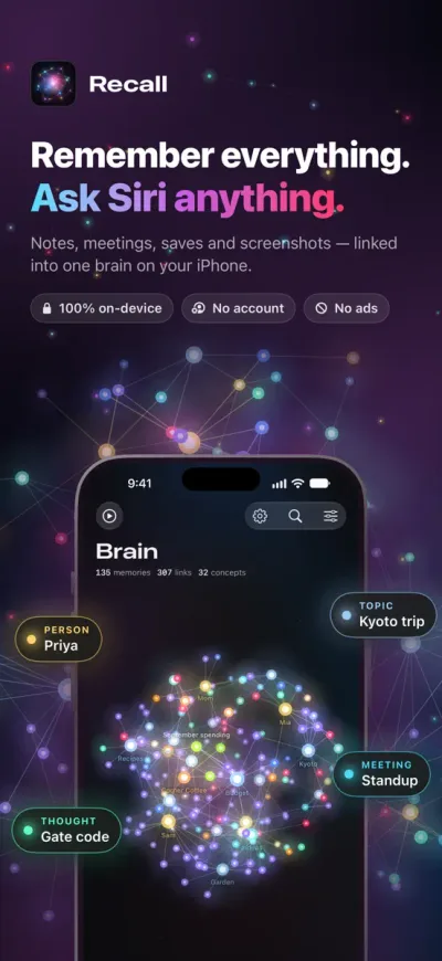 Recall App Store preview 1
